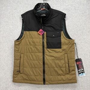 Billabong Prism Vest Men Small Brown Puffer Quilted Bubble Recycler Graphene NEW